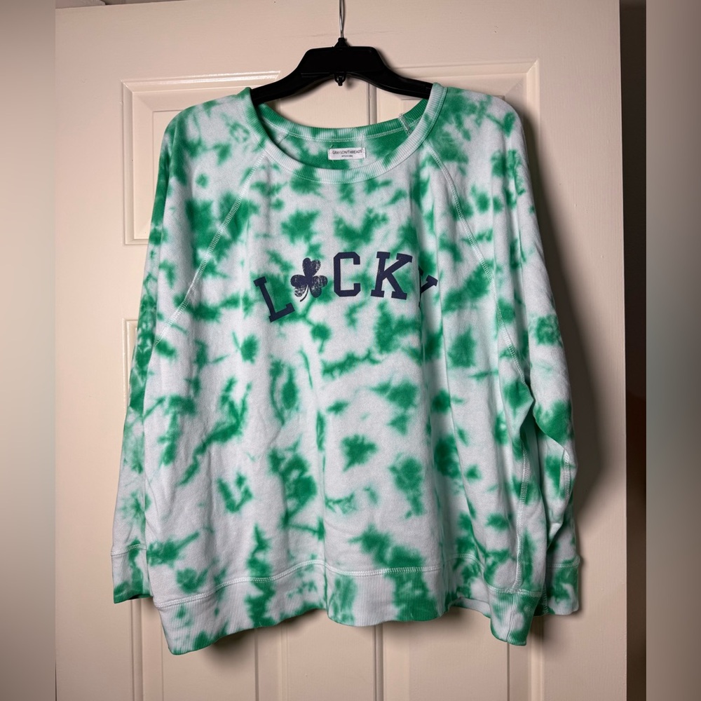 Grayson Threads Green Tie Dye Lucky Sweatshirt Pullover